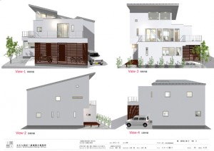 間取りデザイン10｜中庭と前庭のある二世帯住宅