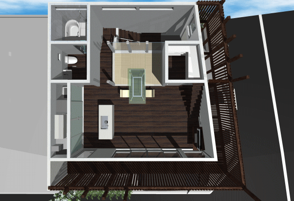 2階鳥瞰図｜町田のデザイン住宅｜やさしい光が差しこむ家
